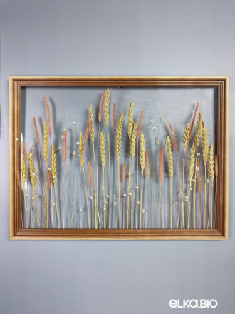 Панно на стену из пшеницы и полевых цветов Ю81-B109