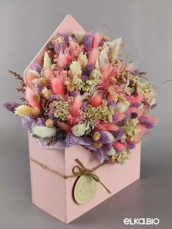 Настольная композиция из сухоцветов в конверте Т120-B100