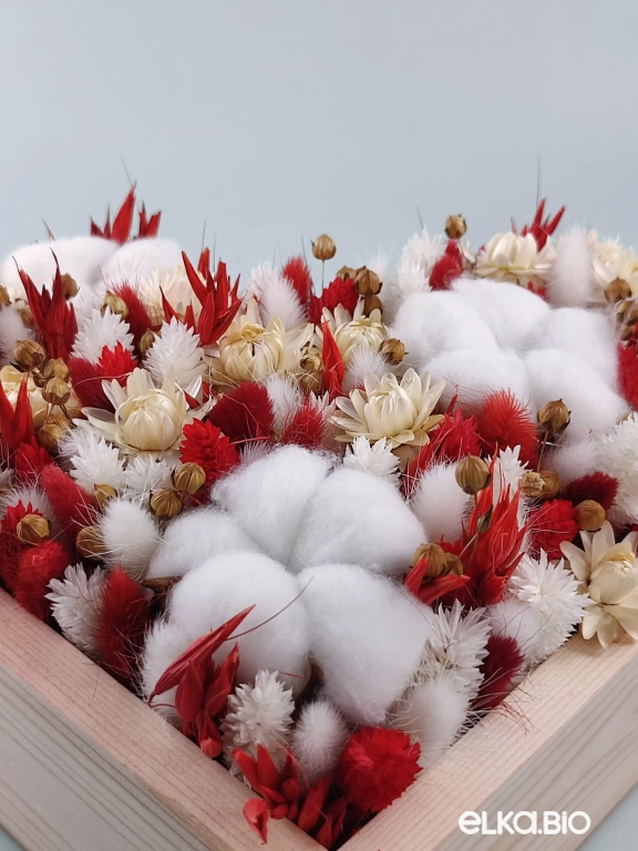 Настольная композиция из сухоцветов и хлопка А128-B102