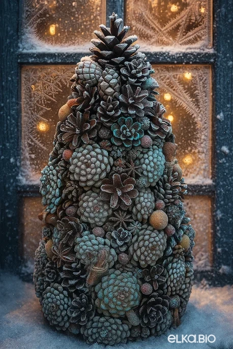 Настольная новогодняя елка из шишек Изысканная Т14-В12