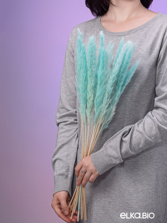 Трава сухоцвет пампас мини 90 шт. светло-бирюзовый первый сорт