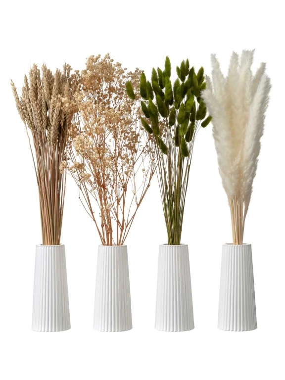 Сухоцветы для декора, гипсофила, пшеница, пампасная трава мини, лагурус. Набор М096