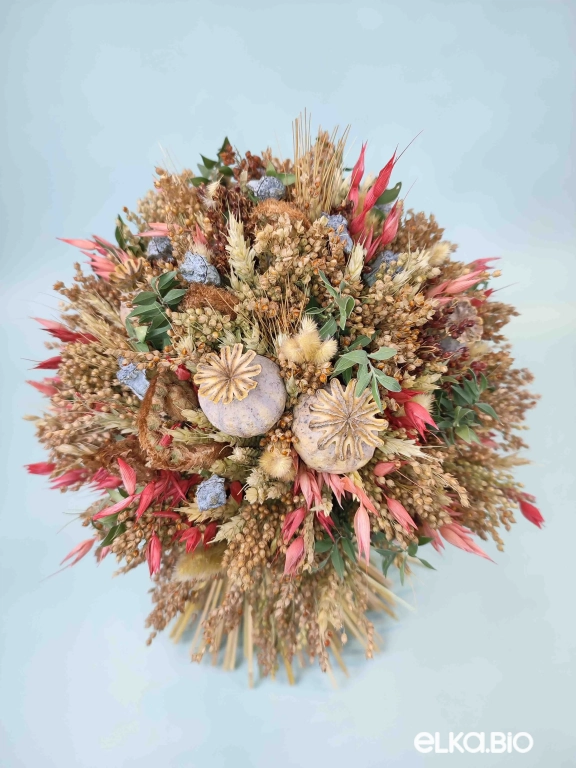Большой букет из сухоцветов с пшеницей и овсом Б116-B112