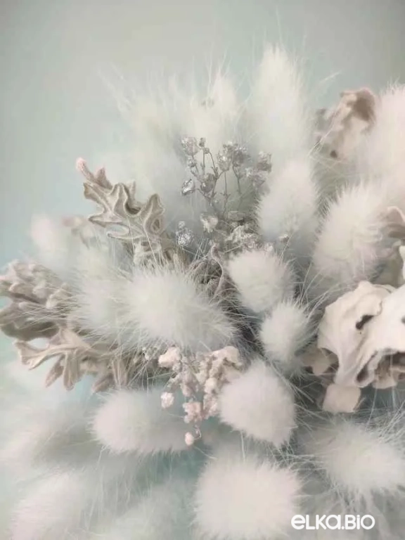 Нежный голубой букет невесты с лагурусом А173-B112