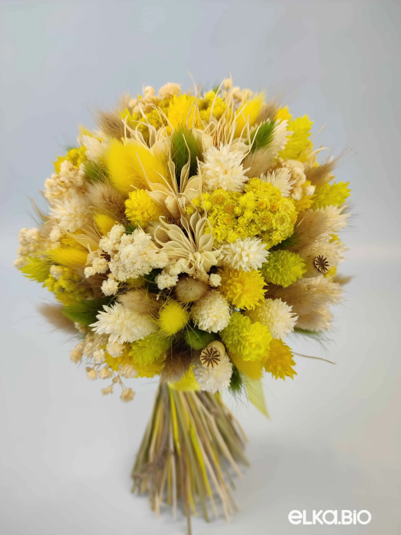 Cтабилизированный желтый букет из сухоцветов с нигеллой А187-B111