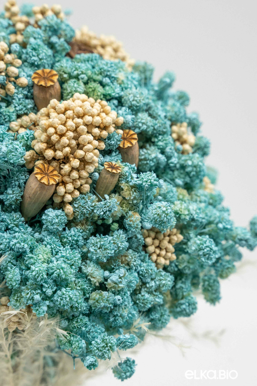 Cтабилизированный бирюзовый букет невесты из гипсофилы Б107-B110