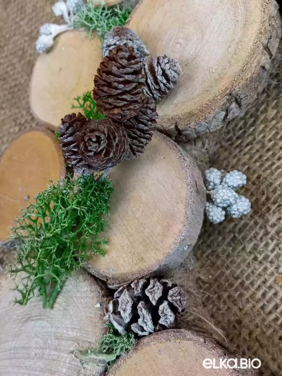 Венок декоративный из спилов Морозный лес (маленький) П12-В16