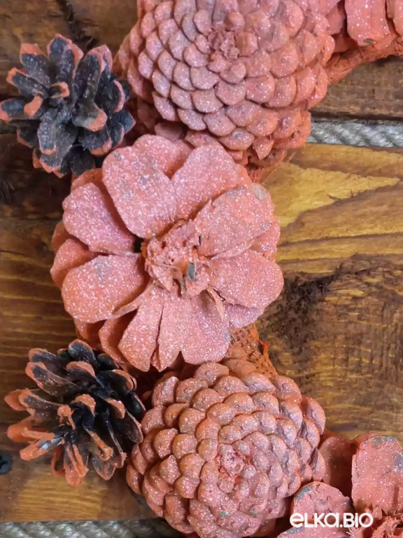 Венок декоративный из шишек Оранжевый А23-В18