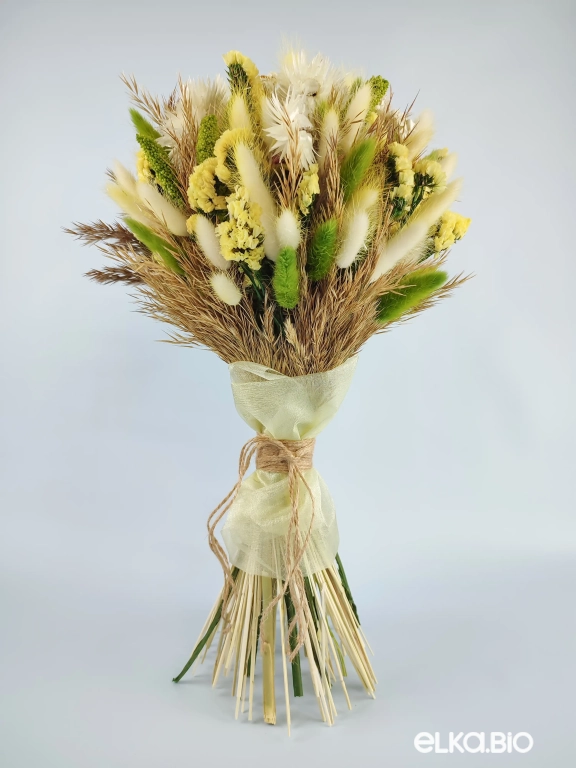 Большой букет из белого и зеленого лагуруса Б62-B103