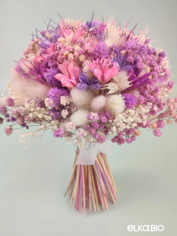 Сиреневая и белая гипсофила стабилизированная в букете с нигеллой Т213-B113 Сиреневая и белая гипсофила стабилизированная в букете с нигеллой Т213-B113