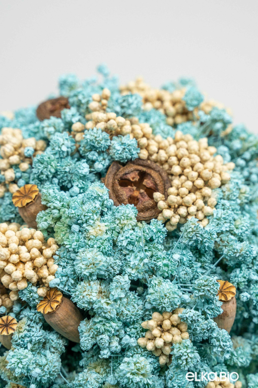 Cтабилизированный бирюзовый букет невесты из гипсофилы Б107-B110