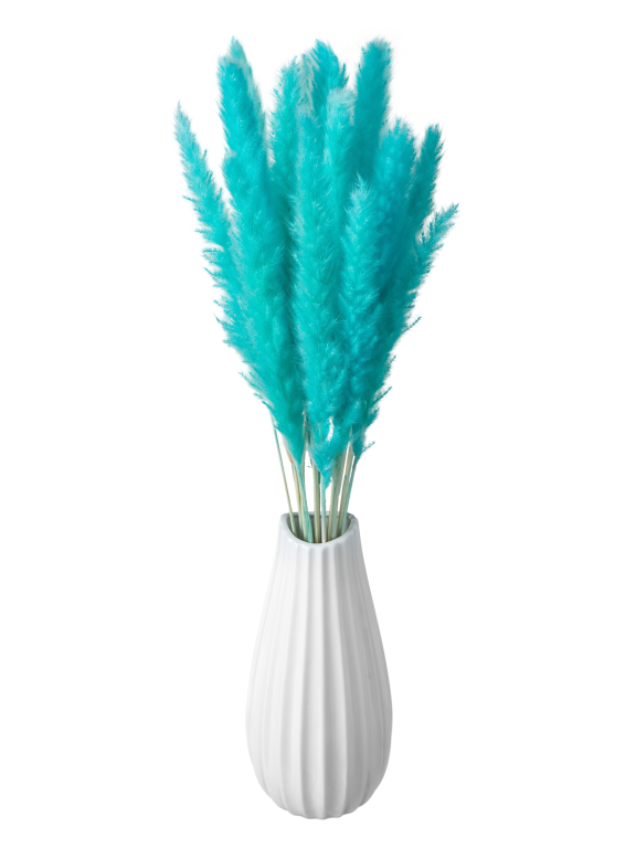 Трава сухоцвет пампас мини 15 шт. ярко-бирюзовый высший сорт