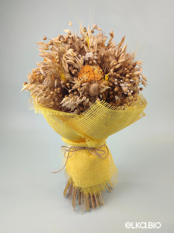 Солнечный букет из сухоцветов овса и лагуруса Б133-B115