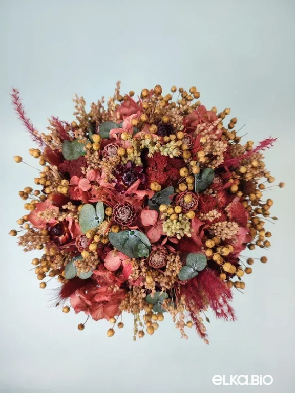 Cтабилизированный осенний букет с эвкалиптом и гортензией А200-B112