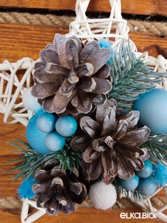 Подвесное украшение из ротанга в виде звезды Звезда желаний (бирюзовый) А62-В58