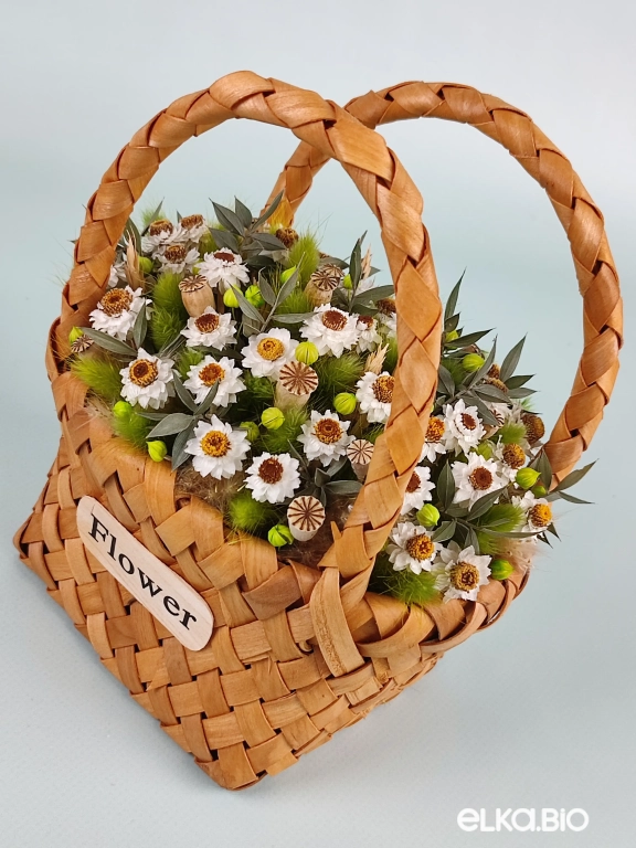 Корзина с лагурусом и цветами аммобиума Ю73-B104