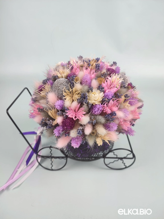 Сиреневая композиция с лавандой в кашпо Т211-B114