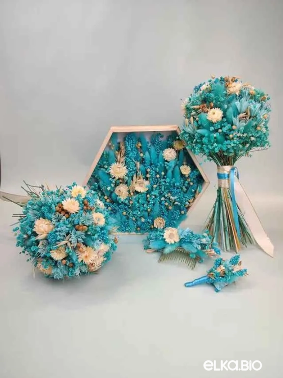 Подвесная композиция из голубых цветов Б56-B103