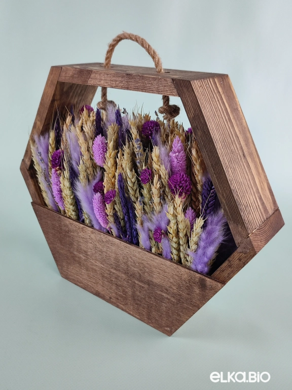 Подвесная композиция из пшеницы и сухоцветов Б87-B108