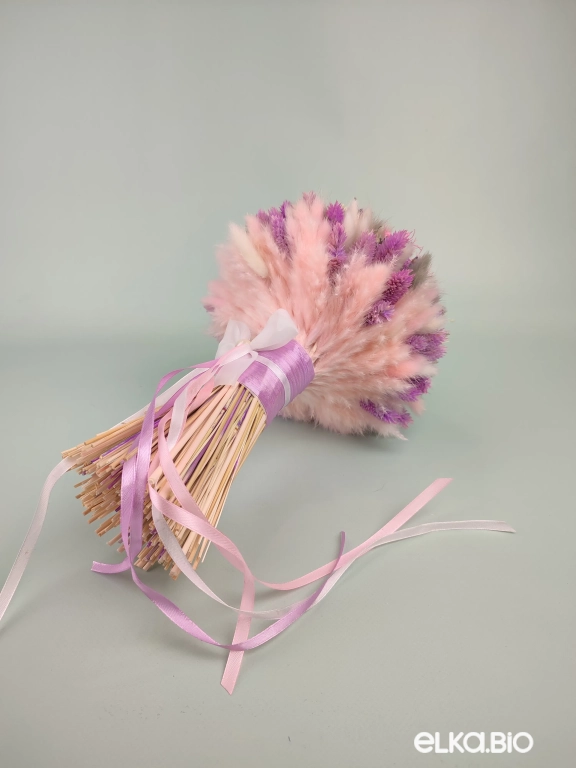 Сиреневый букет с фалярисом и гелихризумом Т209-B116