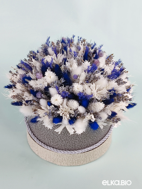 Шляпная коробка с лавандином и лагурусом Т155-B102