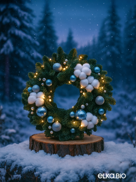 Венок из Нобилиса Морозная гармония Ю38-В702