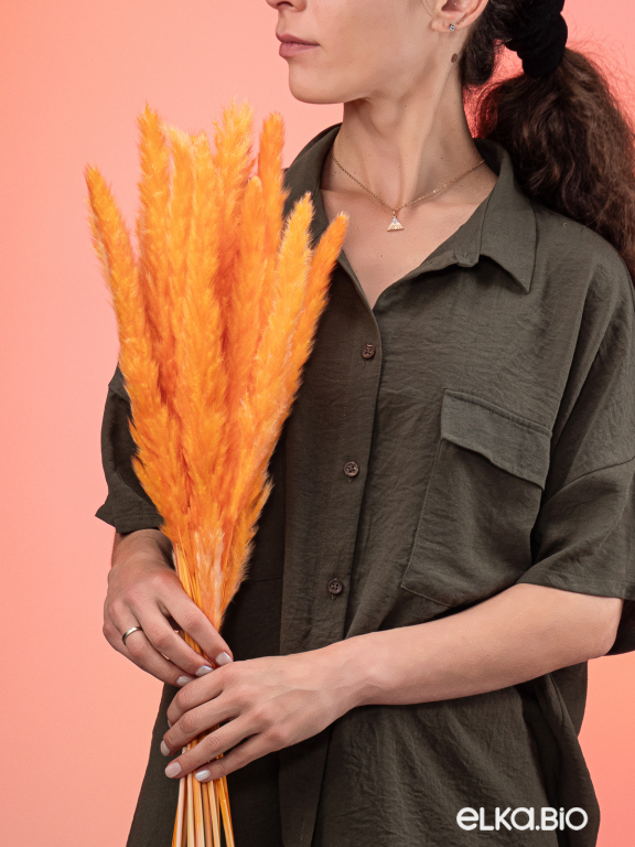 Трава сухоцвет пампас мини 90 шт. оранжевый первый сорт