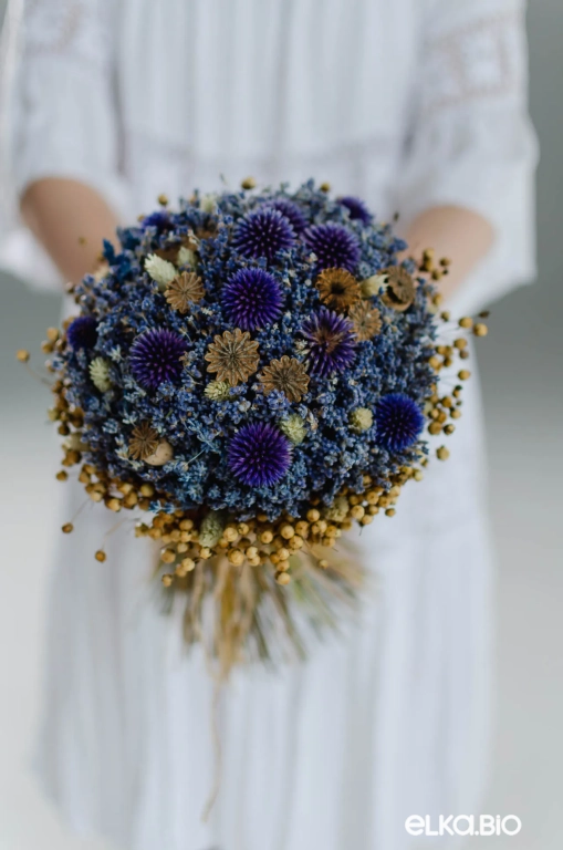 Букет из лаванды с маками и льном А186-B112