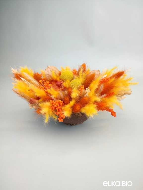 Оранжевая композиция из сухоцветов с физалисом  Б100-B114