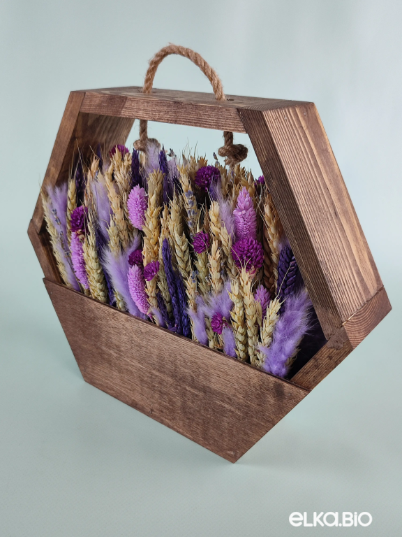 Подвесная композиция из пшеницы и сухоцветов Б87-B108