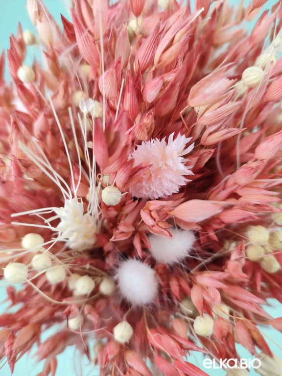 Розовый букет из овса, пшеницы и лагуруса А122-B101