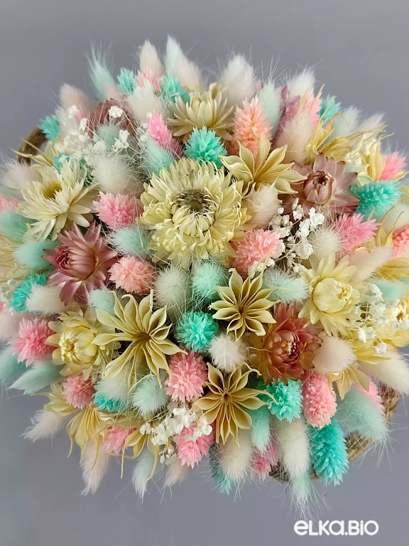 Букет цветов из лагуруса в ведёрке А112-B101 Букет цветов из лагуруса в ведёрке А112-B101