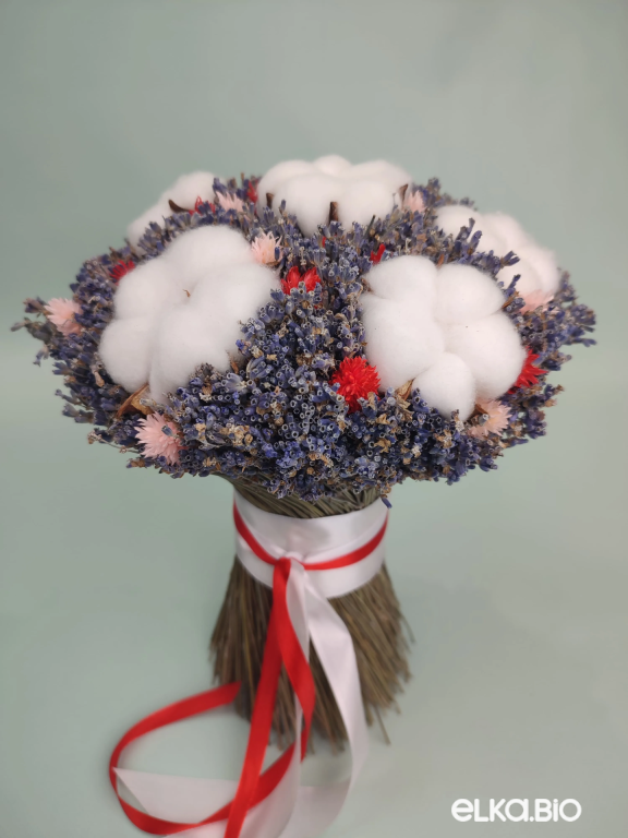 Букет из лаванды и хлопка А182-B116