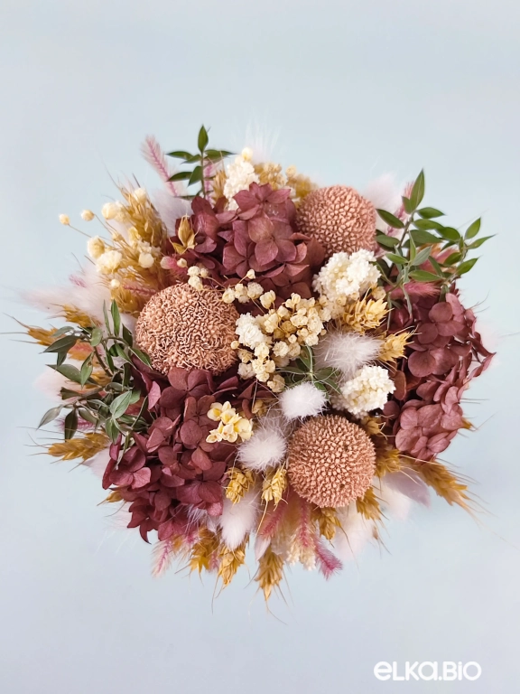 Букет из сухоцветов гортензии, лагуруса и пшеницы Ю79-B106 Букет из сухоцветов гортензии, лагуруса и пшеницы Ю79-B106