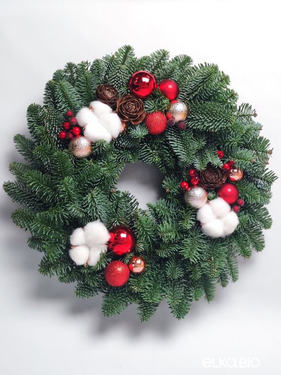 Новогодний венок из Нобилиса Рождественское вдохновение Ю51-В712 Новогодний венок из Нобилиса Рождественское вдохновение Ю51-В712