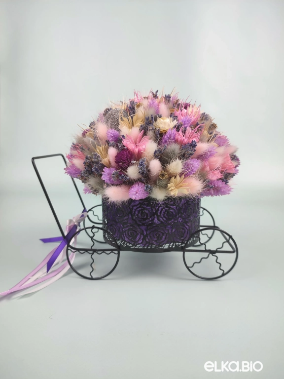 Сиреневая композиция с лавандой в кашпо Т211-B114