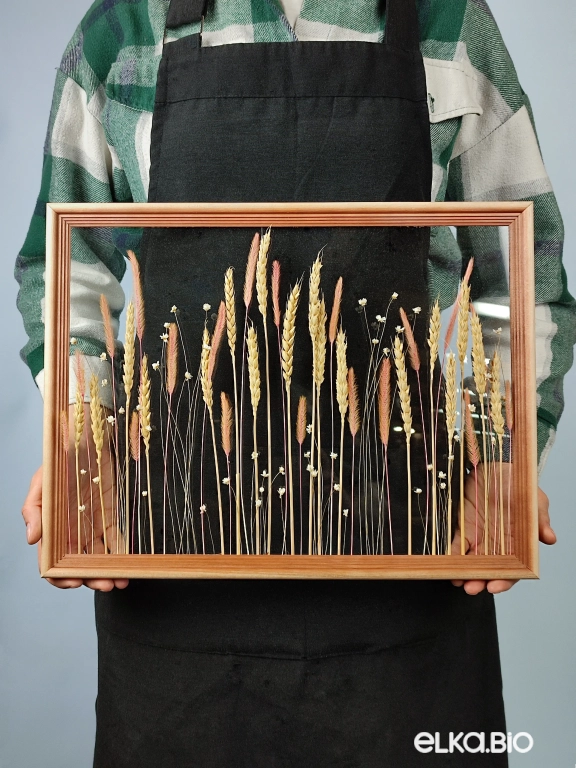 Панно на стену из пшеницы и полевых цветов Ю81-B109