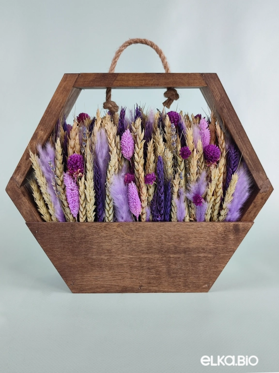 Подвесная композиция из пшеницы и сухоцветов Б87-B108