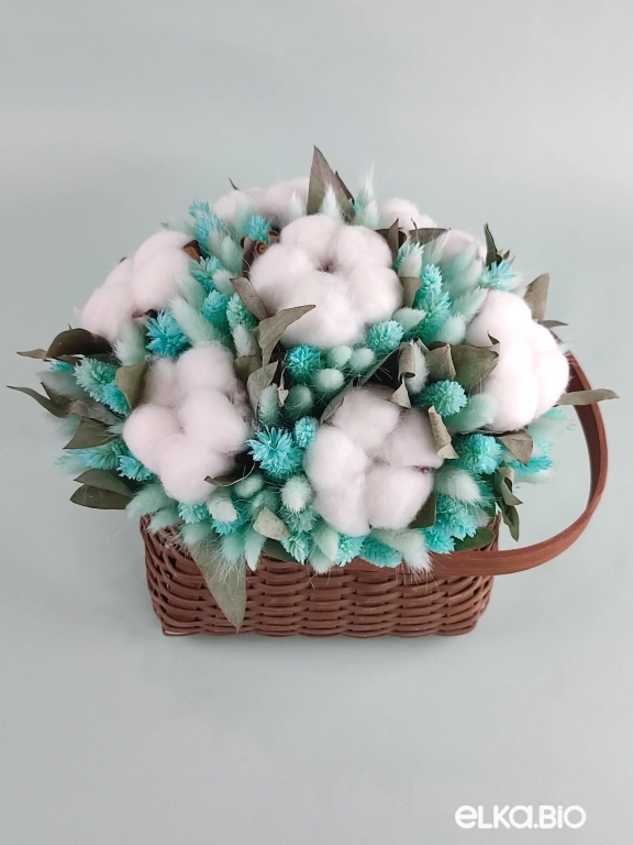 Композиция из хлопка и голубого лагуруса А140-B104