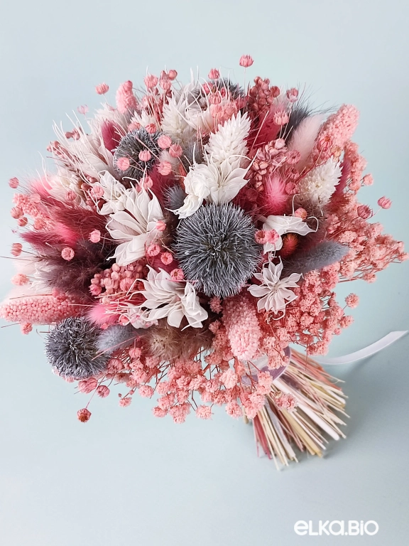 Розовый букет из сухоцветов Т152-B102