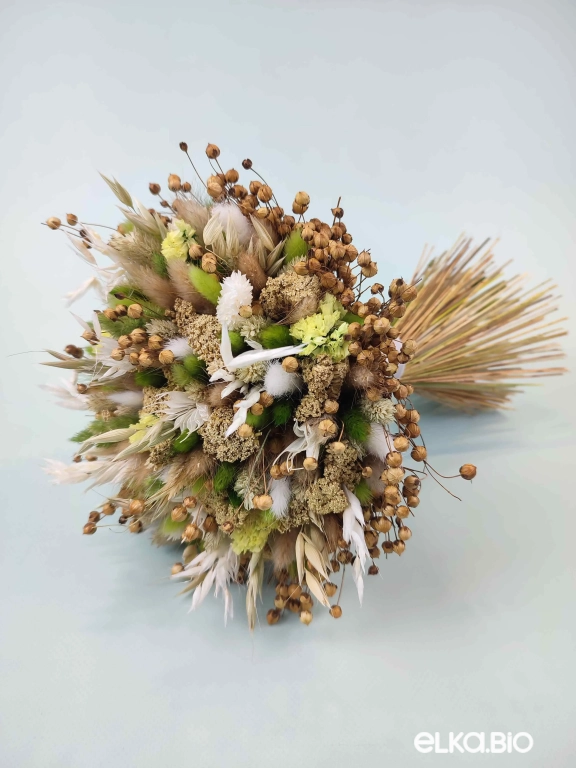 Букет из льна и зеленых сухоцветов А201-B112