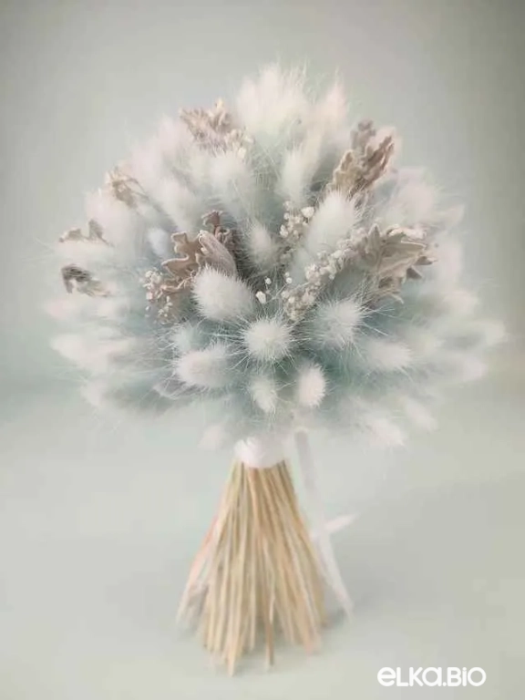 Нежный голубой букет невесты с лагурусом А173-B112