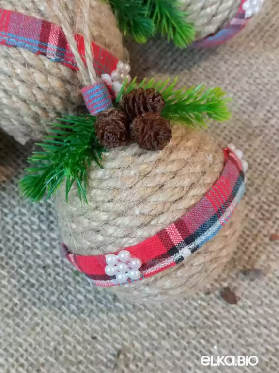 Декоративный шар из джутового каната Шотландский Т50-В20