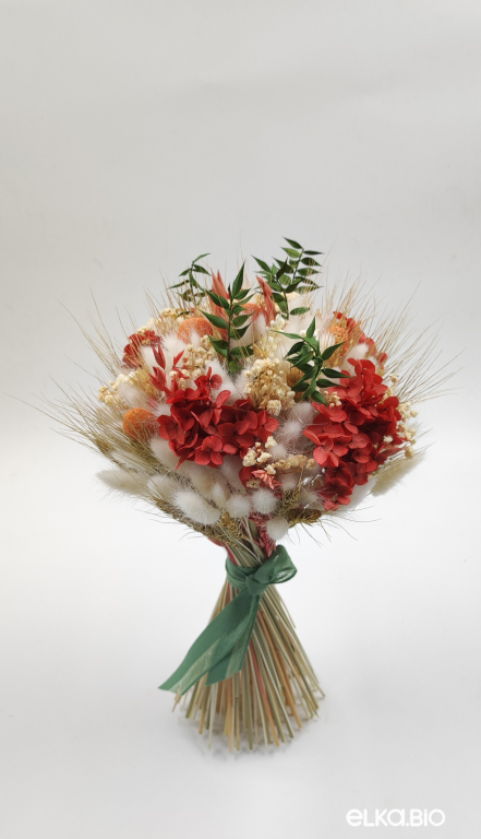 Стабилизированный букет из лагуруса, пшеницы и гортензии Ю78-B109