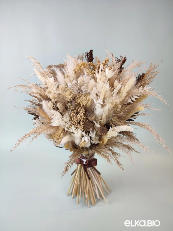 Букет из пампасной травы с лагурусом и маками Б103-B112