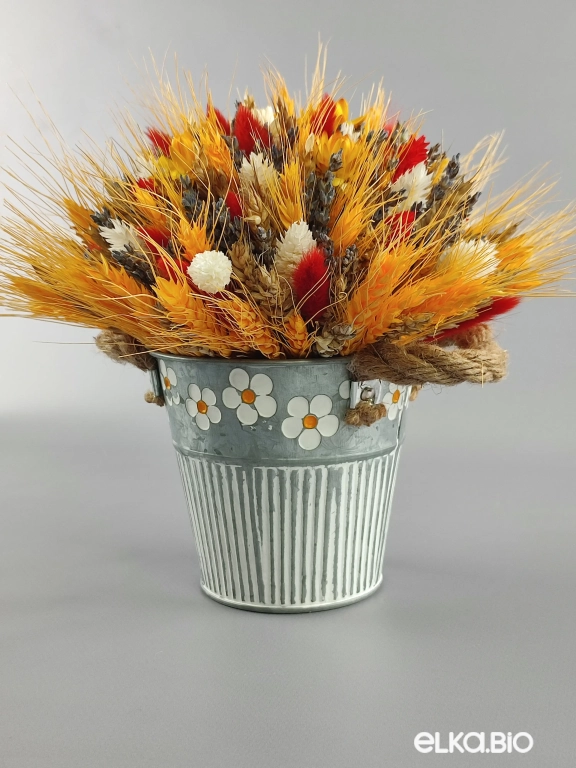 Композиция из жёлтых сухоцветов в ведёрке Т126-B101 Композиция из жёлтых сухоцветов в ведёрке Т126-B101
