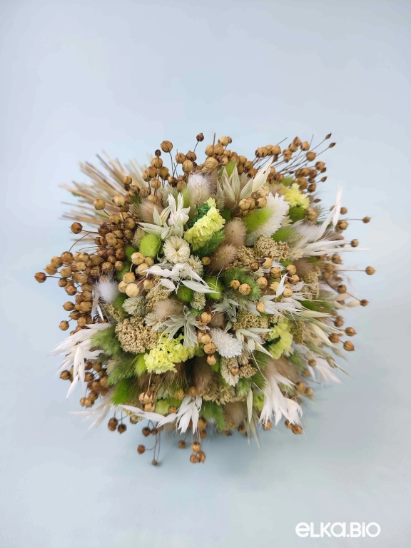 Букет из льна и зеленых сухоцветов А201-B112