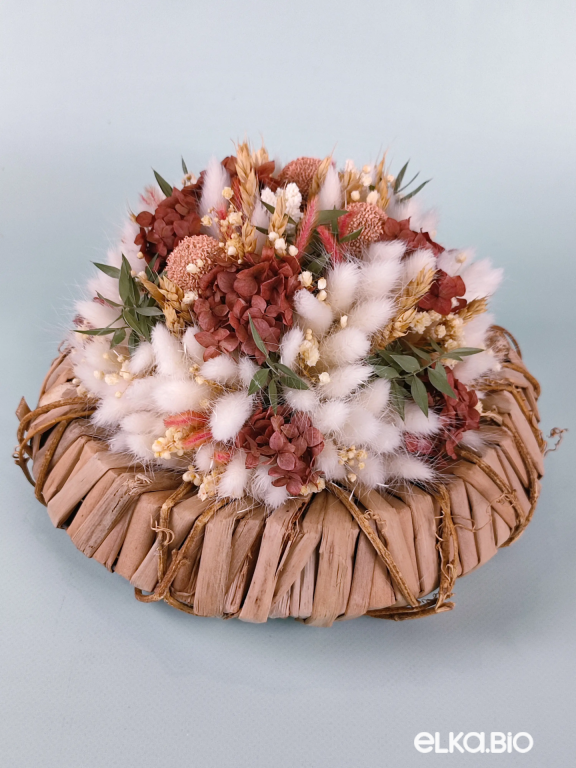 Стабилизированная настольная композиция с гортензией и лагурусом Ю80-B107