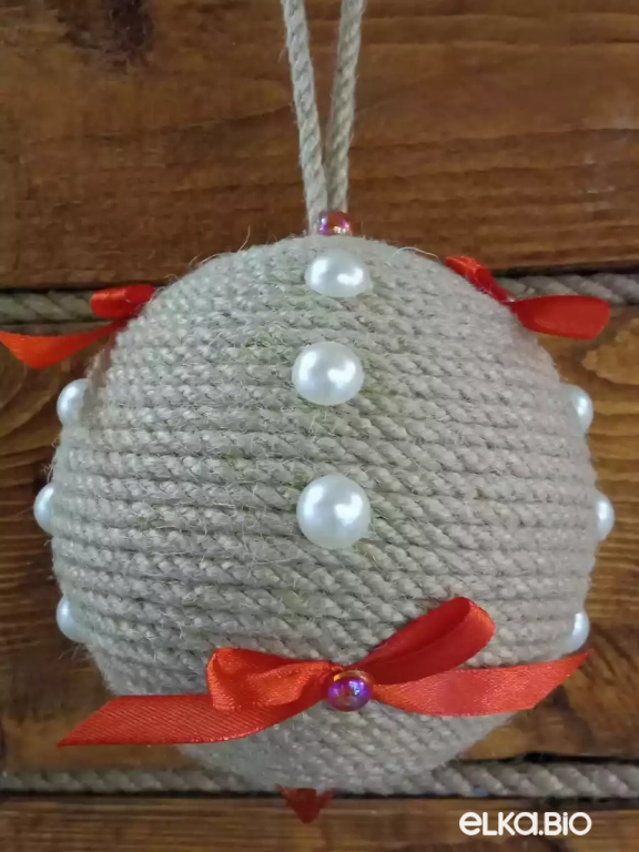 Декоративный шар из каната Маковый бант (средний) П59-В42