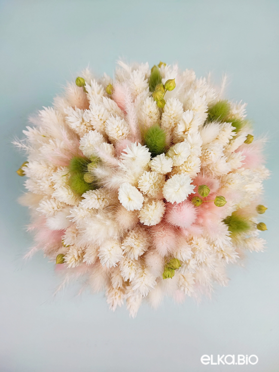 Весенняя композиция из сухоцветов фаляриса с лагурусом Б105-B113